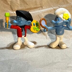 Peyo Smurfs 2011 Painter & Vanity Figures Blue McDonald's Movie Toys Set